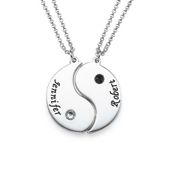 925 Sterling Silver Personalized Engraved Yin Yang Necklace for Couples Adjustable 16-20" - 925 Sterling Silver OEM And Customization