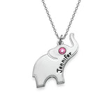 925 Sterling Silver Personalized Lucky Elephant Necklace with Engraving Adjustable 16-20" - 925 Sterling Silver OEM And Customization