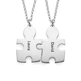 925 Sterling Silver Personalized Puzzle Necklaces for Couple Adjustable 16-20" - 925 Sterling Silver OEM And Customization