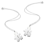 925 Sterling Silver Personalized Puzzle Necklaces for Couple Adjustable 16-20" - 925 Sterling Silver OEM And Customization