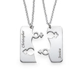 925 Sterling Silver Personalized Engraved His and Hers Necklace for Couples Adjustable 16-20" - 925 Sterling Silver OEM And Customization