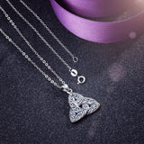 100% 925 Sterling Silver Celtics Trinity Knot Triquetra Pendant Necklace For Women Oxidized Sliver Fine Jewelry