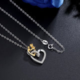 925 Sterling Silver Double Heart crystal Pendant Necklace For Mother Baby Fine Jewelry mother Birthday Gift