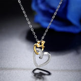 925 Sterling Silver Double Heart crystal Pendant Necklace For Mother Baby Fine Jewelry mother Birthday Gift
