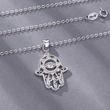 925 Sterling Silver Hamsa Hand Pendant Necklace Good Luck Charm Fine Jewelry Girl Boy Birthday Surprise Gift