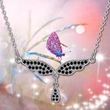 925 Sterling Silver Black Angel Wings Pendant Necklace water drop Chain necklaces  Jewelry For Women Gift