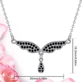 925 Sterling Silver Black Angel Wings Pendant Necklace water drop Chain necklaces  Jewelry For Women Gift