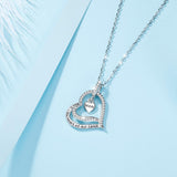 925 Sterling SIlver You are the heart of our family Necklace Mom heart Pendant CZ Good luck Lady Jewelry with box