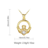 925 Sterling Silver Celtic knot Claddagh Pendant Necklace with Cubic Zirconia gold choker Jewelry for Birthday Gift
