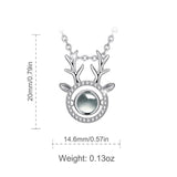 925 Sterling Silver Christmas deer I love you Projection Pendant Necklace Romantic Love Memory Women Necklace Best GIfts