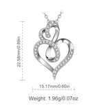 925 Sterling Silver Classic Double Heart Crystal Pendant Necklace Two Love Knot Women Necklaces Pure Silver Jewelry