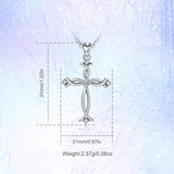 925 Sterling Silver Cross Pendant Necklace with Clear CZ Silver 18'' Link Chain Choker Charm Women Jewelry with Box