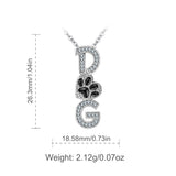 925 Sterling Silver D,G Letter & Dog Footprint Black Enamel Necklace Pendants Sterling Silver Jewelry Unique Gifts