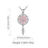 925 Sterling Silver Dream Catcher Mixed Pink Enamel CZ Flower Necklaces & Pendants Luxury Jewelry For Women Girl