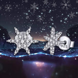 925 Sterling Silver Earring Unique Cubic Zirconia Snowflakes shape Stud Earring for Gril Women Wife Party Gift