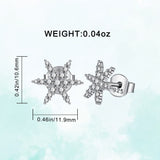 925 Sterling Silver Earring Unique Cubic Zirconia Snowflakes shape Stud Earring for Gril Women Wife Party Gift