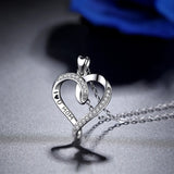 925 Sterling Silver I Love MOM Pendant Necklaces with CZ Fashion Women Jewelry Family Mother Daughter Birthday Gift