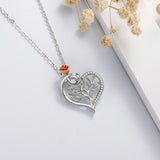925 Sterling Silver Luxury Rose gold Plated rose Flower Tree Pendant Heart CZ Necklace For Women girl Fine Jewelry with box