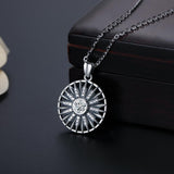 925 Sterling Silver Luxury Vintage Black Cubic Zircon Flower Pendant Elegant Necklace For Women High Quality Jewelry