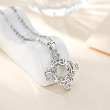 925 Sterling Silver Necklace Good Luck Shamrock Pendant Clover Flower Charm For Women man girl boy Fine Jewelry