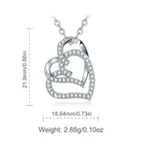 925 Sterling Silver Nterlocking Hearts Clear CZ Pendant Necklace Celtic Mother's Knots For Women Jewelry