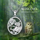 925 Sterling Silver Owl Tree of Life Pendant Necklace dainty bird necklace leaf branch owl Pendants for Women Gift