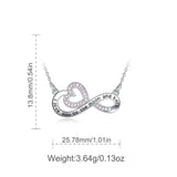 925 Sterling Silver Pink CZ Infinite Love Heart Pendant Necklaces 45 CM Chain Lettering Women Fine Jewelry