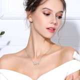 925 Sterling Silver Pink CZ Infinite Love Heart Pendant Necklaces 45 CM Chain Lettering Women Fine Jewelry