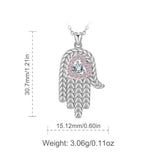 925 Sterling Silver Pink Heart CZ Hamsa Hand Pendant Necklace For Women Angel Caller Good Luck Jewelry Unique Gift