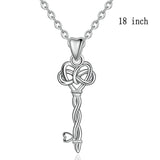 925 Sterling Silver Promise Of Love & Love Key Pendant Necklace Fine Jewelry For Women Valentine Day Gift