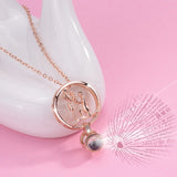 925 Sterling Silver Rose Gold & Silver 100 languages I love you Projection Pendant Necklace Love Memory Wedding Necklaces