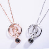 925 Sterling Silver Rose Gold & Silver 100 languages I love you Projection Pendant Necklace Love Memory Wedding Necklaces