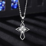 925 Sterling Silver Star & Cross Pendant Unique Cross Necklace Fashion Women Jewelry Silver Charm for Dropshipping