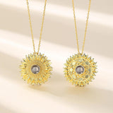 925 Sterling Silver Summer golden sunflower Pendant I love you 100 language Necklace with box Women sister Fine Jewelry