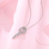 925 Sterling Silver Women Femme Mother Baby Shaped Cubic Zircon Pendant Heart Pendant with Flower Necklace Chains Jewelry