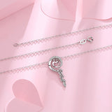 925 Sterling Silver Women Femme Mother Baby Shaped Cubic Zircon Pendant Heart Pendant with Flower Necklace Chains Jewelry