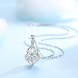 925 Sterling Silver Women girl Pendant Necklace Irish Celtic Knot Luck Necklace Sliver Fine jewelry For Women Best Gifts