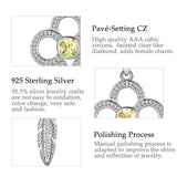 925 Sterling Silver Yellow CZ Pendant Necklaces Romantic forever luck feather & Fleur-de-lis  Necklace Fine Jewelry