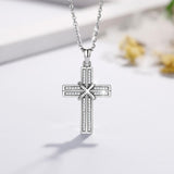 925 Sterling Silver solid Cross Statement Necklace Clear CZ Crystal Cross Pendant Tiny Necklace Vintage Jewelry