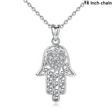 925 Sterling Silver Hamas Hand Of Fatima Pendant Necklace Clean CZ Charm Silver 925 Original Jewelry