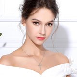 Classic Cross CZ Silver Pendant 925 Sterling Silver Choker Statement Necklace Women Silver 925 Jewelry with Chain