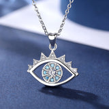 Genuine 925 Sterling Silver Blue Evil Eye & Enamel CZ Pendants Necklaces Fine Jewelry for girlfriend Christmas Gifts