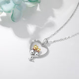 925 Sterling Silver Funny Cat Pendant Heart Necklace Sterling Silver Jewelry for Women Exquisite Party Gift