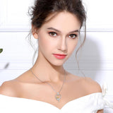 925 Sterling Silver Funny Cat Pendant Heart Necklace Sterling Silver Jewelry for Women Exquisite Party Gift