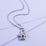 925 Sterling Silver Purple Cubic Zircon Anggel Caller Pendant Necklace Link Chain for Women Fine Jewelry