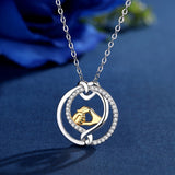 NEW 925 Sterling Silver Hand Necklace Round heart knot CZ Pendant for Mother baby Women Fine Jewelry birthday Gift