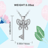 925 Sterling Silver Butterfly & Key of True Love Pendant fit Women Necklace Anniversary Jewelry Gift