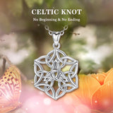 Sterling Silver Celtics Knot Pendant Flower necklace Polishing silver Irish Knot Jewelry for Women Minimalist