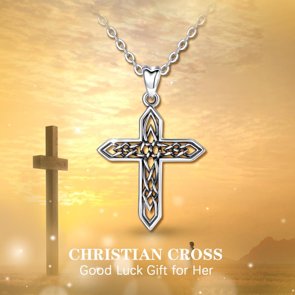 Sterling Silver Cross Pendant Celtics Knot Necklace Vintage Cross Char