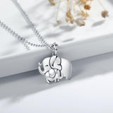 Sterling Silver Elephant & Litter Elephant Pendant Necklace Cute Animal Series Jewelry Happy Family Mammoth Pendants